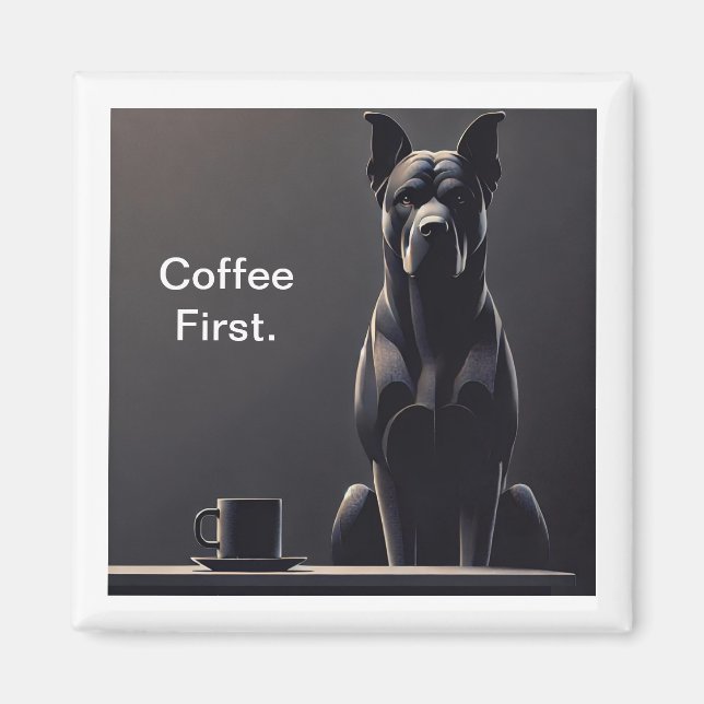 Imã Café Primeiro Cachorro Preto (Frente)