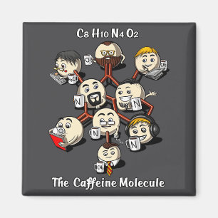 Imã Café Química Molécula Engraçado Ciência Geek Cof