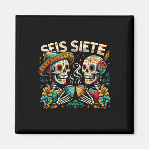Imã Café Sugar Skull Fiesta Mexicana Dia Seis Siete 6