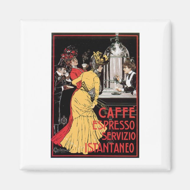 Imã Caffe Espresso Vintage Café Bebida E Arte (Frente)