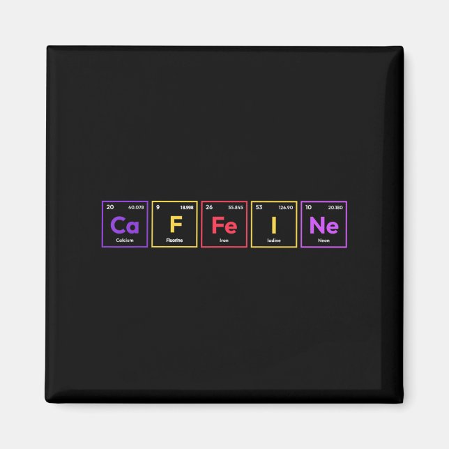 Imã Caffeine Molecule Café Químico de Fórmula Química (Frente)