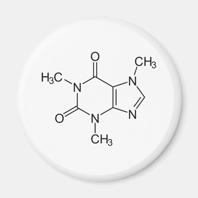 Imã Caffeine Molecule Chemistry Átomos de café (Frente)