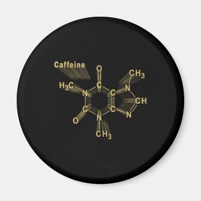 Imã Caffeine Structural chemical formula gold (Frente)