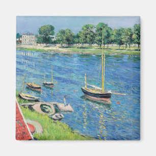 Imã Caillebotte - Seine em Argenteuil, Barcos ancorado