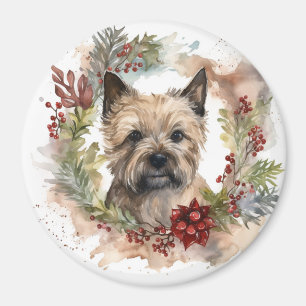 Imã Cairn Terrier Christmas Wreath Festivo Pup
