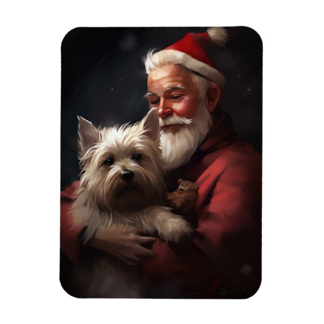 Ímã Cairn Terrier com Papai Noel Natal Festivo (Vertical)