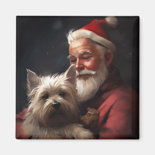 Imã Cairn Terrier com Papai Noel Natal Festivo