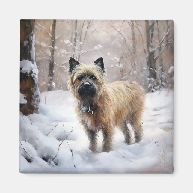 Imã Cairn Terrier Deixe-o nevar no Natal (Frente)