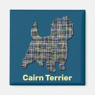 Imã Cairn Terrier Dog Yellow & Black Grid Line