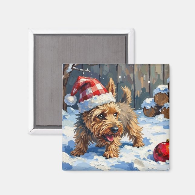 Imã Cairn Terrier Espirituoso Cavando no Natal T (Front/Back)