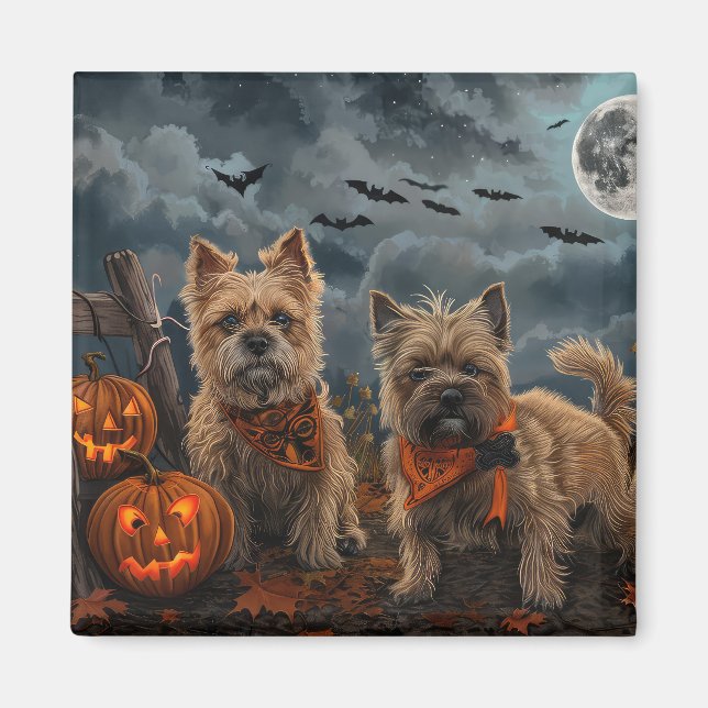 Imã Cairn Terrier Halloween Assustador (Frente)