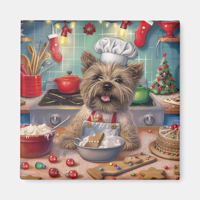Imã Cairn Terrier Holiday Baking: Natal Festivo (Frente)