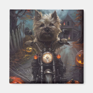 Imã Cairn Terrier Pilotando Motocicleta Halloween Assu