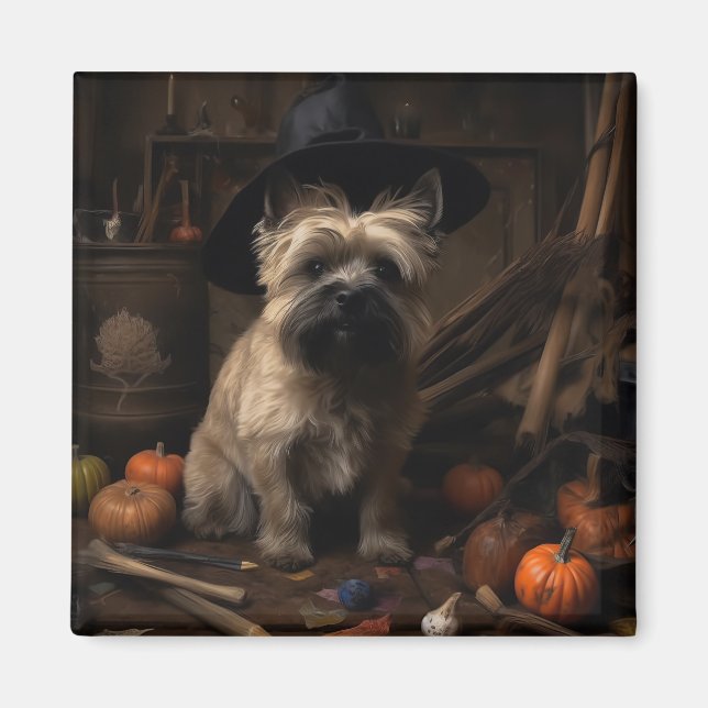 Imã Cairn Terrier Pumpkins Halloween Scary (Frente)