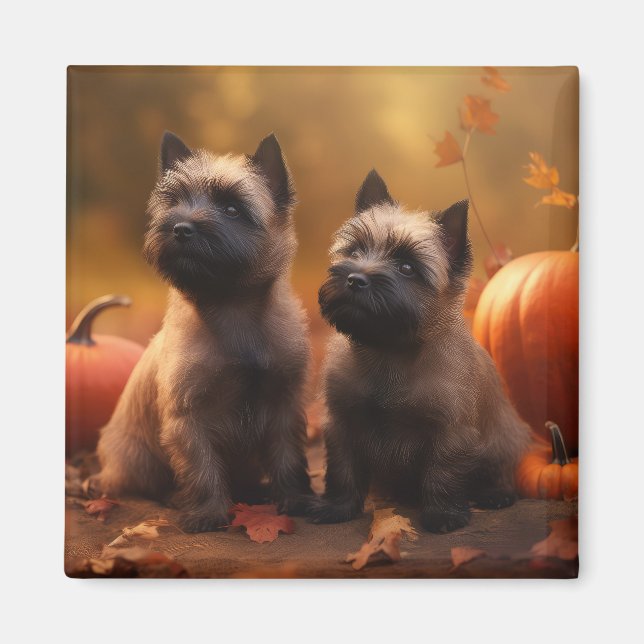 Imã Cairn Terrier Puppy Autumn Delight Pumpkin (Frente)