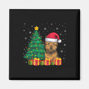 Imã Cairn Terrier Santa Hat - Luzes de Natal