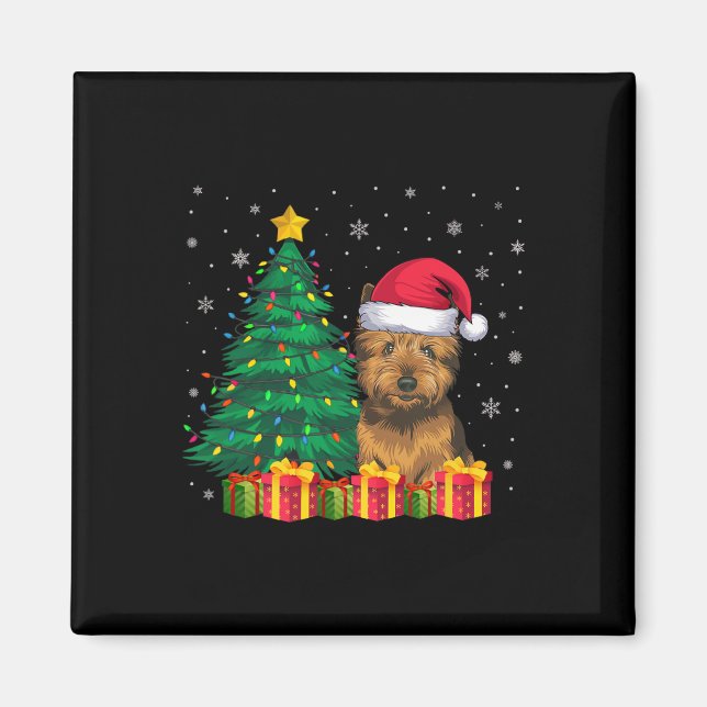 Imã Cairn Terrier Santa Hat - Luzes de Natal (Frente)