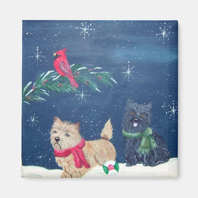 Imã Cairn Terrier Winter Magnet (Frente)