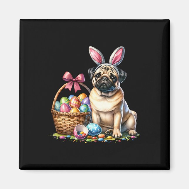 Imã Caixa de Cachorro Bunny Fofo Ovos Florais de Pásco (Frente)