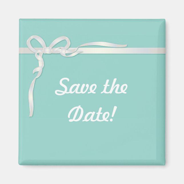 Imã Caixa de Joias Azul de Robin com Fita Branca (Frente)