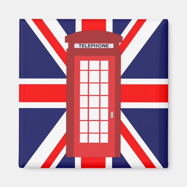 Imã Caixa de telefone britânica bandeira de Union Jack (Frente)