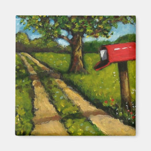 Imã Caixa postal vermelha do país: Pintura a óleo