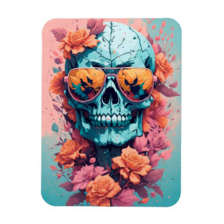 Ímã Calavera Floral Colorida