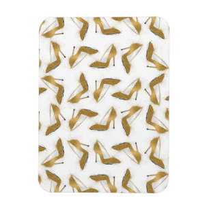 Ímã calçados de salto alto com brilho dourado de tendê