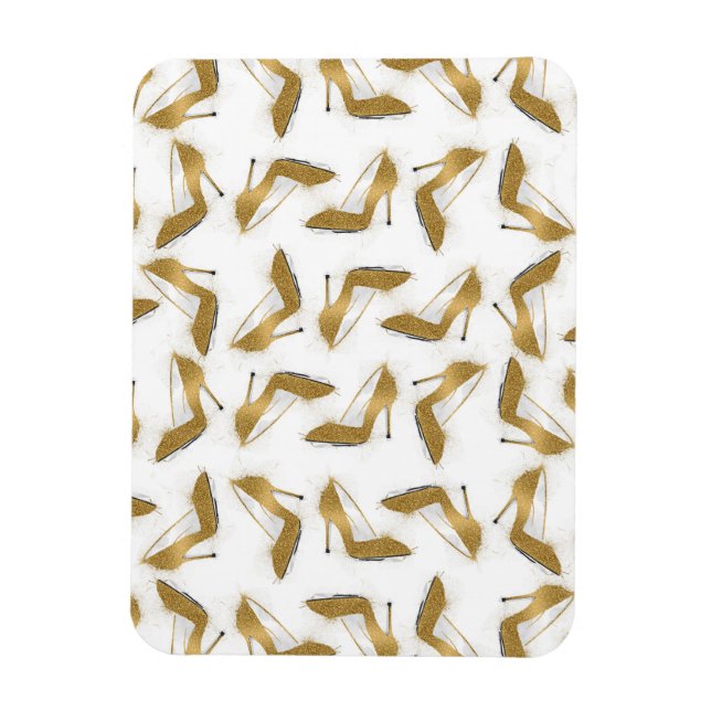 Ímã calçados de salto alto com brilho dourado de tendê (Vertical)