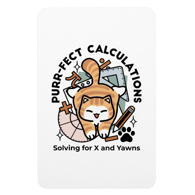 Ímã Cálculos Perfeitos – Design de Gato de Matemática  (Vertical)