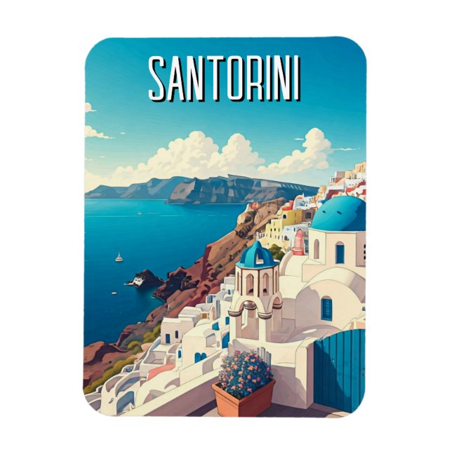 Ímã Caldera View Santorini Grécia Cyclades Viagem (Vertical)