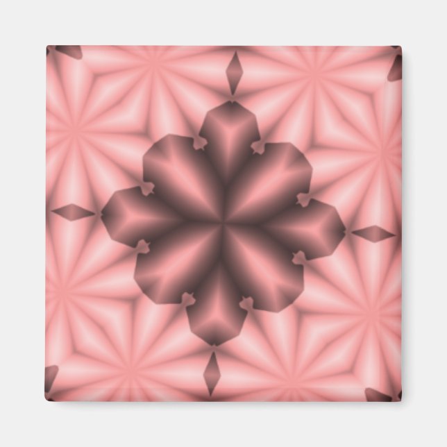 Imã Caleidoscópio Estelar Floral Rosa e Preto (Frente)