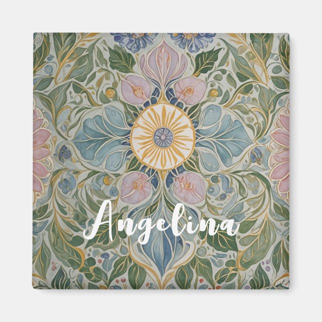 Imã Caleidoscópio Floral Personalizado (Frente)