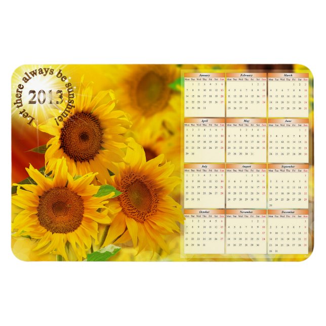 Ímã Calendário 2013 Girassóis (Horizontal)