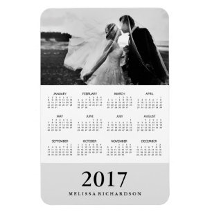 Ímã Calendário 2017 elegante cinzento macio da foto d