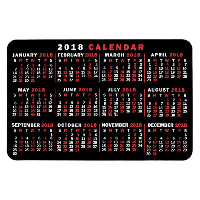 Ímã Calendário 2018 (Consulte Descrição para Nova Vers (Horizontal)