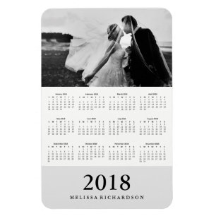 Ímã Calendário 2018 elegante cinzento macio da foto d