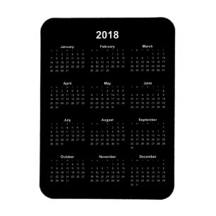 Ímã Calendário 2018 - Texto Branco com Fundo Preto