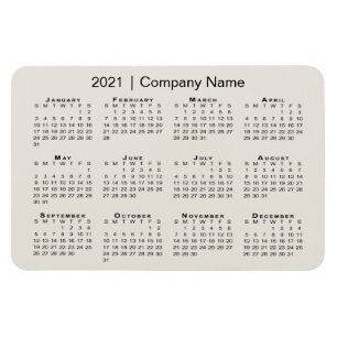 Ímã Calendário 2021 com Nome da Empresa Beige