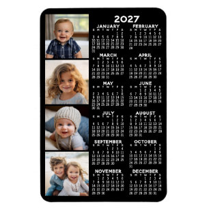 Ímã Calendário 2022 com 4 Colagem de Fotos - preto