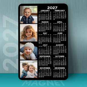 Ímã Calendário 2022 com 4 Colagem de Fotos - preto