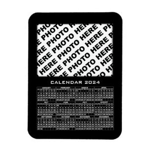 Ímã Calendário 2024 Adicionar 1 Fotos Imagem Preta