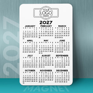 Ímã Calendário 2024 com logotipo preto mínimo branco b