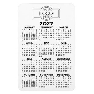 Ímã Calendário 2024 com logotipo preto mínimo branco b