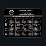 Ímã Calendário 2024 Nome do logotipo de negócios perso<br><div class="desc">Esses ímãs flexíveis de calendário 2024, com aparência profissional, são perfeitos para a marca e marketing do escritório da sua empresa. Eles têm números negros em branco e vermelho claro em preto. Acima disso, marca sua empresa com o logotipo corporativo, nome comercial, site, telefone, endereço e um slogan. Esses ímãs...</div>