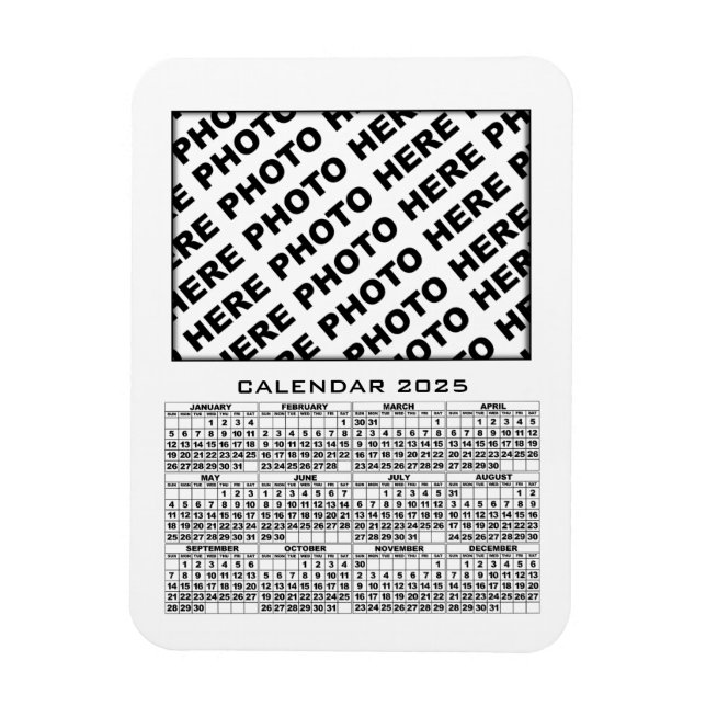 Ímã Calendário 2025 Adicionar 1 Fotos Branco do Magnet (Vertical)