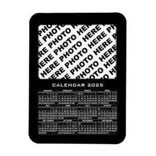 Ímã Calendário 2025 Adicionar 1 Fotos Imagem Preta