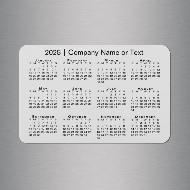 Ímã Calendário 2025 com Cinza de Texto Personalizada (2025 Calendar with Custom Text Grey Magnet in situ)