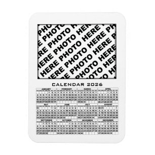 Ímã Calendário 2026 Adicionar 1 Fotos Branco do Magnet