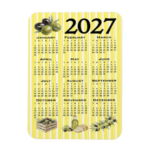 Ímã Calendário 2027, Azeitonas Mediterrâneas Listras A